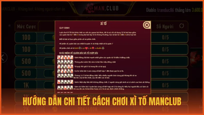Hướng dẫn chi tiết cách chơi Xì Tố ManClub