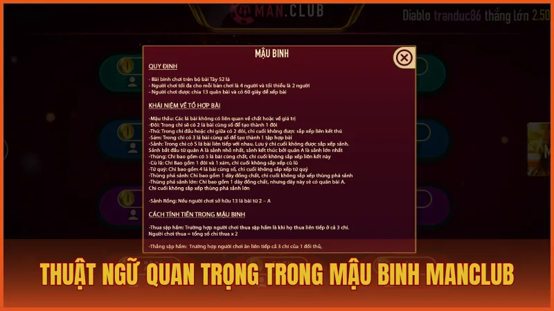Thuật ngữ quan trọng phải nắm vững trong ván Mậu Binh