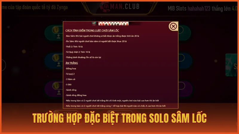 Một số trường hợp đặc biệt cần lưu ý khi Solo Sâm