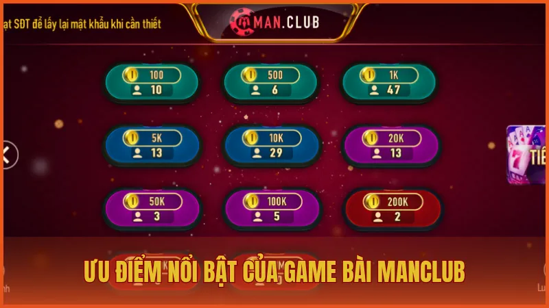 Ưu điểm nổi bật thu hút người tham gia của game bài ManClub